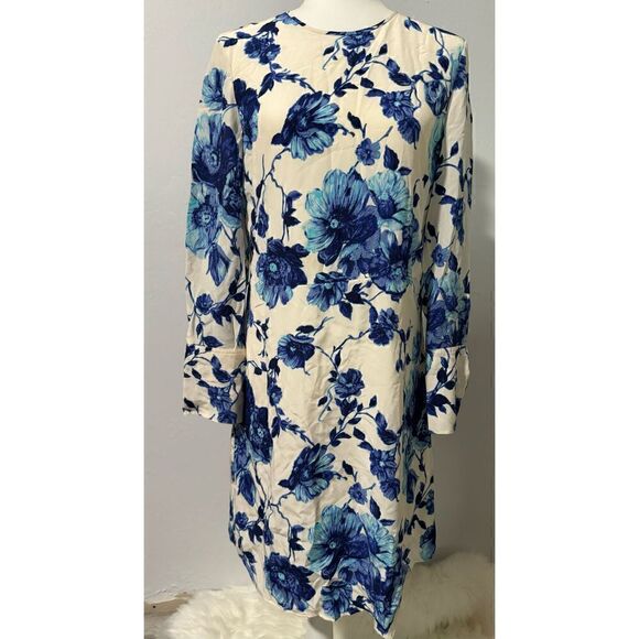 Tory Burch Giovanna Long sleeve Lilly floral 8 100% silk - Picture 2 of 16